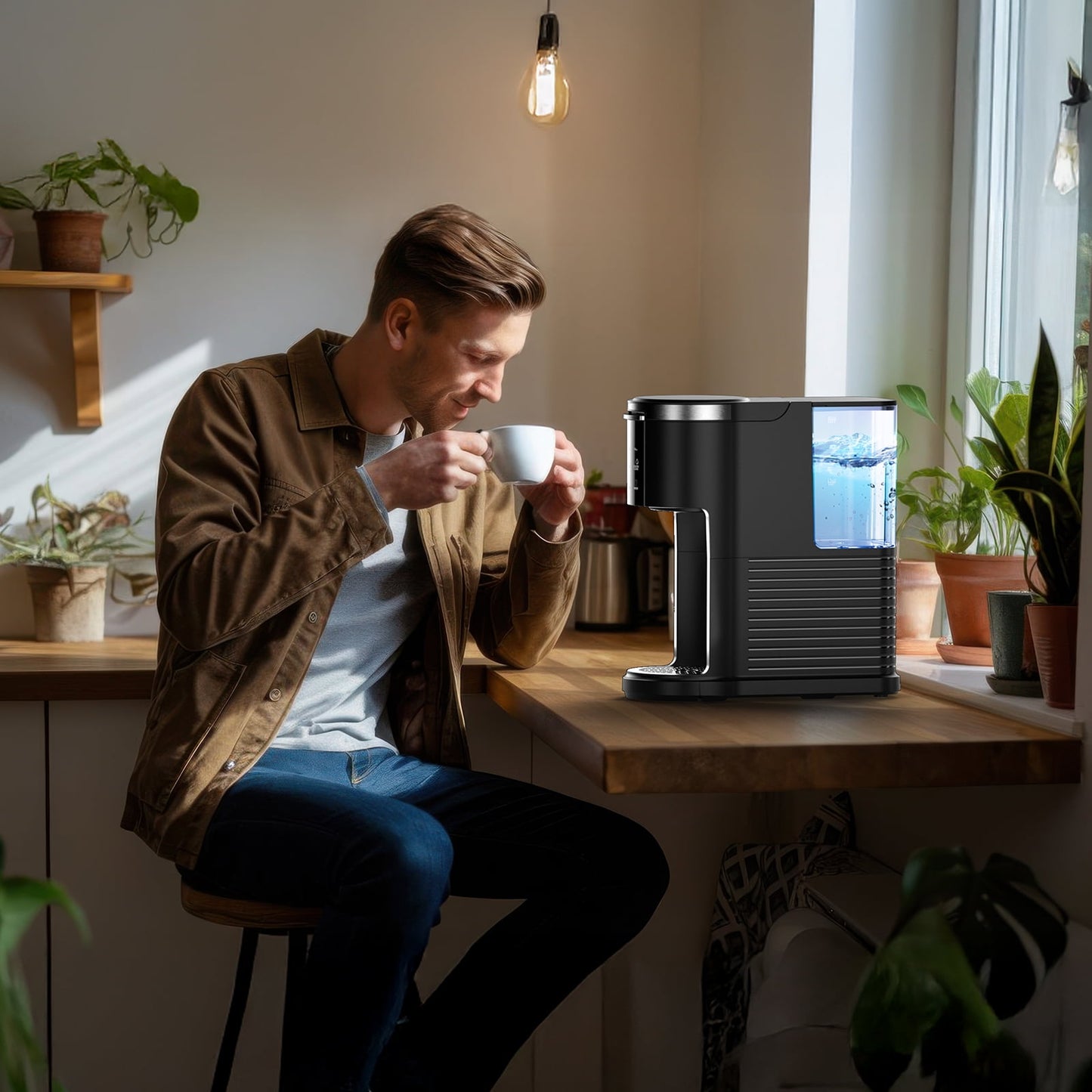 KNDKO Single Serve Coffee Maker for K Cup POD Or Ground Coffee, 1200W Coffee Machine with 40Oz Water Tank, Self-Clean, Quick-Heating for Home, Office
