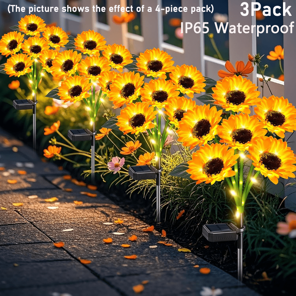 Sunflower Solar Light Outdoor Decoration, 2Pack - 3 Pack IP65 Waterproof Solar Sunflower Outdoor Lights for Garden Terrace, Flower Bed, Path, Gift for Ladies, Mom, Grandma, Father's day gift