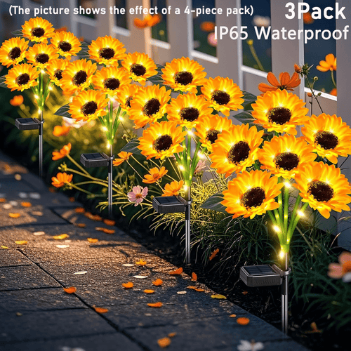 Sunflower Solar Light Outdoor Decoration, 2Pack - 3 Pack IP65 Waterproof Solar Sunflower Outdoor Lights for Garden Terrace, Flower Bed, Path, Gift for Ladies, Mom, Grandma, Father's day gift