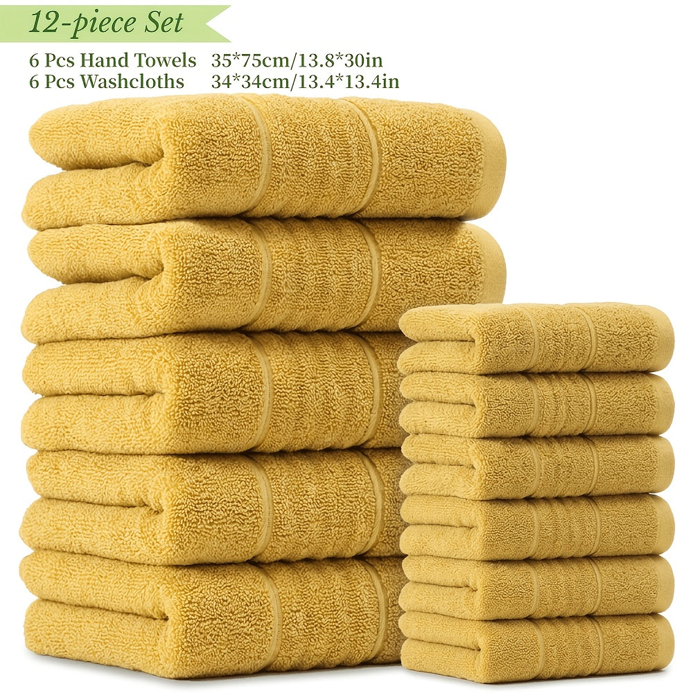 18/16/12pcs Bath Towel Set/12pcs Hand Towels Set, 450GSM, Solid Color Cotton Blended Towels, New Fall Spring Collection, Absorbent, Soft And Comfortable, Bathroom Supplies, Towels for Travel, Shower And Hotel