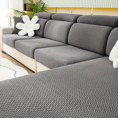 1pc of Wear-Resistant And Non-Slip Sofa Cover, Elastic Stretch L-Shaped Furniture Protector, Suitable for 3/2/1/4 Seat And Sectional Sofas, Made of Polyester Jacquard Fabric, Machine Washable, Ideal for Living Room, Bedroom