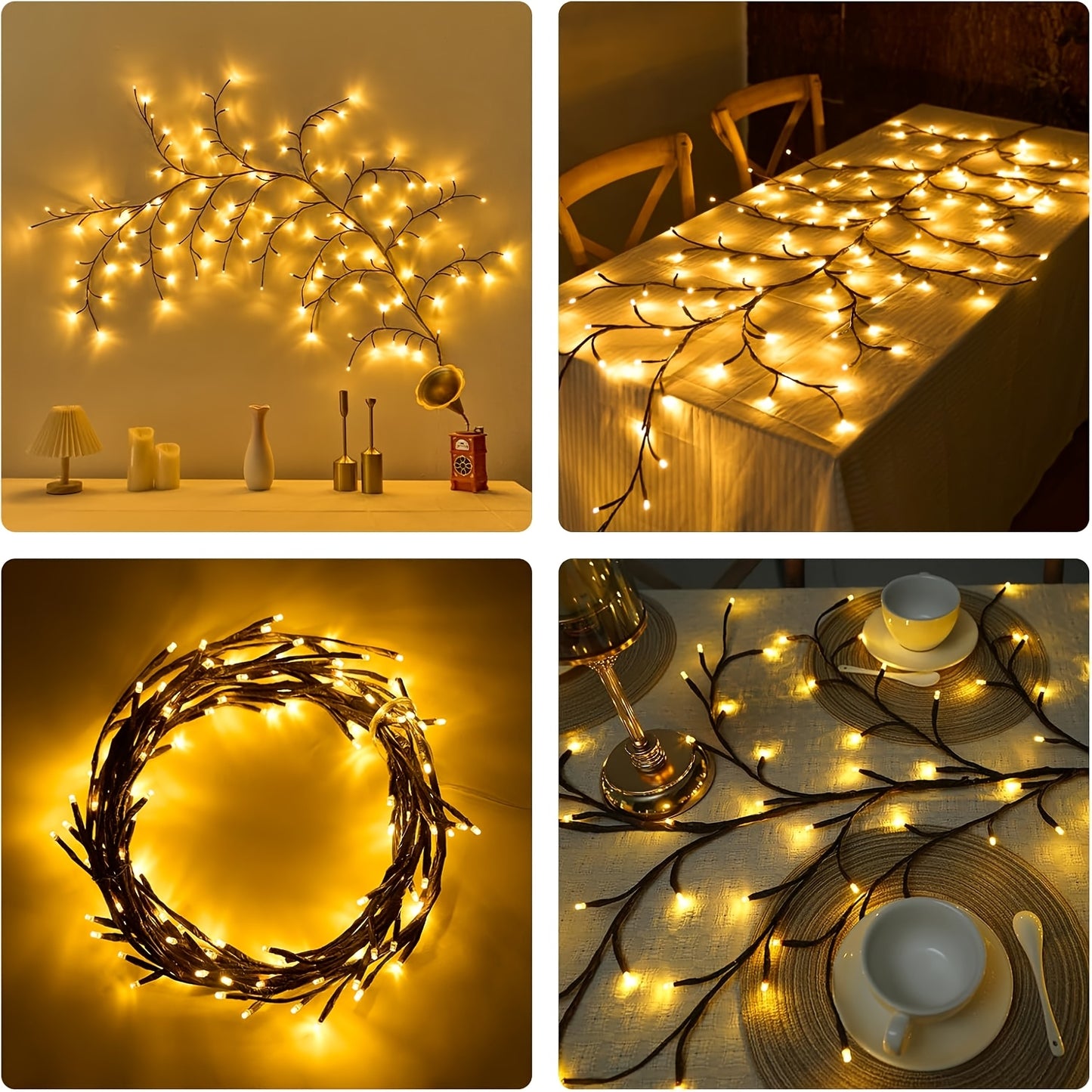 LED Vine Fairy Lights for Wall Decor – 96 LEDs Enchanted Willow Branch Lights, 5.9Ft Warm White Artificial Plant String Lights for Bedroom, Living Room, Party & Christmas Decorations