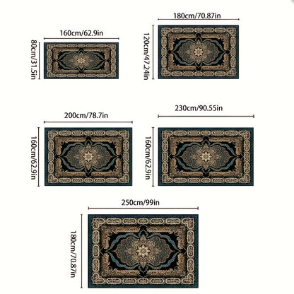 Large Bohemian Floral Velvet Mat with Non-Slip Backing & Shedding-Resistant - Machine-Washable Modern Mat for Living Room, Bedroom, Kitchen, Office - 100% Polyester Durable Floor Mat, Rugs for Living Room, Decorative Pattern, Machinewashable Fabric, Bedro