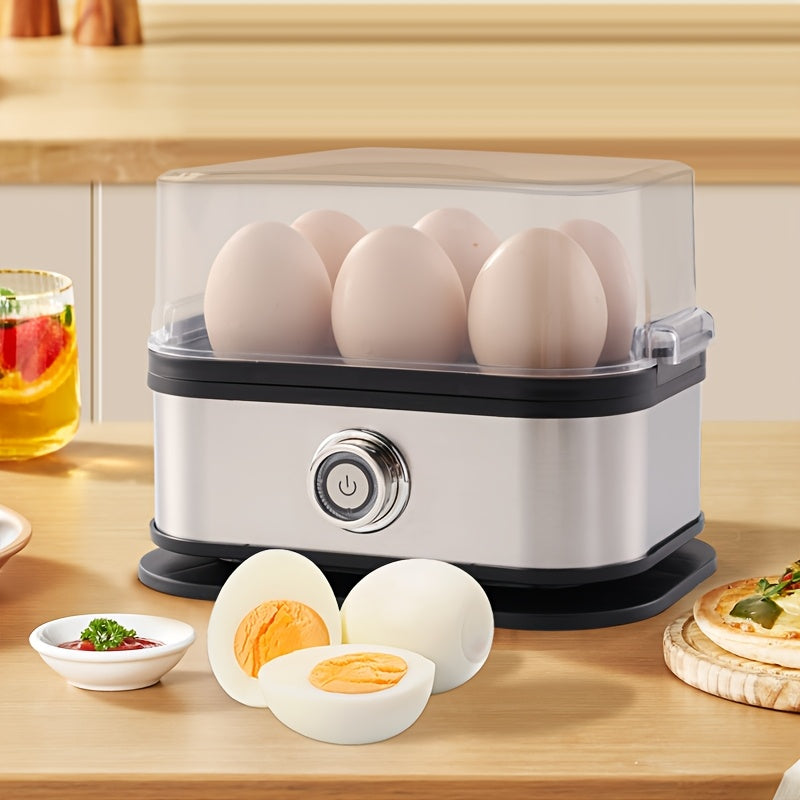 Rapid Egg Cooker, 6 Eggs Capacity Egg Boiler, Hard, Medium, Soft Boiled Egg Poacher with Auto Shut-Off And Alarm, Stainless Steel Electric Egg Steamer for Home Kitchen (Black)