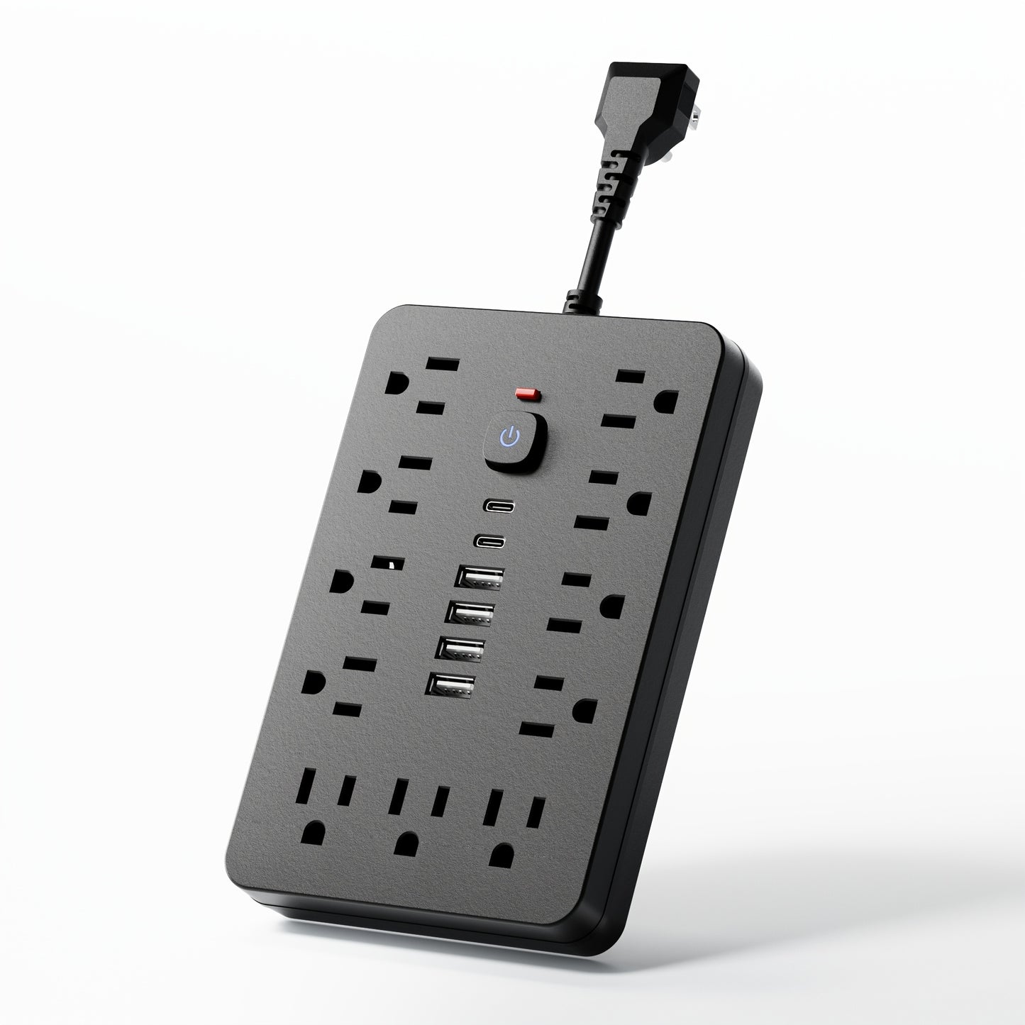 Extension Cord Power Strip with USB Ports 11 AC Outlets 4 USB-A 2 USB-C Surge Protector Overload Protection Short Cord 5FT 10FT for Home Office Study School Desk Charging Station White Black