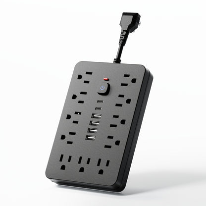 Extension Cord Power Strip with USB Ports 11 AC Outlets 4 USB-A 2 USB-C Surge Protector Overload Protection Short Cord 5FT 10FT for Home Office Study School Desk Charging Station White Black