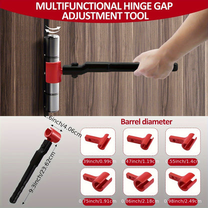 Door Hinge Adjustment Tool Kit 6-in-1 - Heavy Duty Steel Hinge Bender Wrench Set for Precise Door Gap Adjustment, Residential & Commercial Use, One-Piece Construction