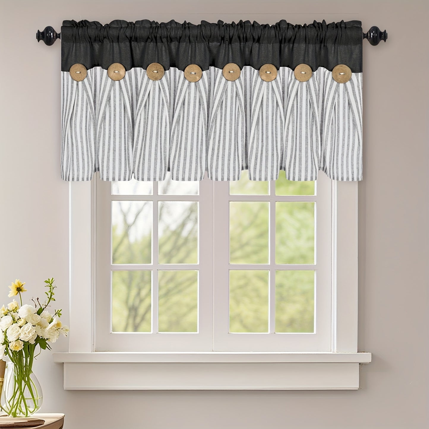 Semi Sheer Curtains Bohemian Linen Cotton Patchwork Grommet Top Window Drapes for Bedroom Living Room Kitchen Bathroom Cafe - Boho Country Cottage Style 4 Seasons 1 or 2 Panels