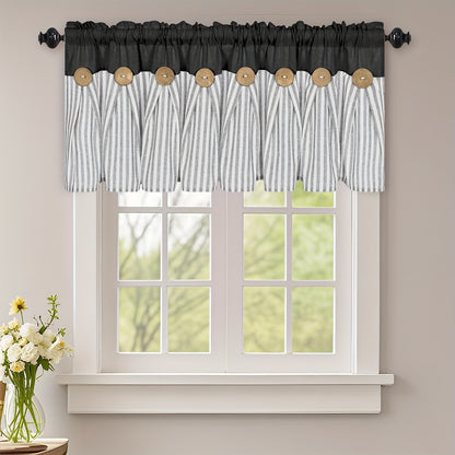 Semi Sheer Curtains Bohemian Linen Cotton Patchwork Grommet Top Window Drapes for Bedroom Living Room Kitchen Bathroom Cafe - Boho Country Cottage Style 4 Seasons 1 or 2 Panels