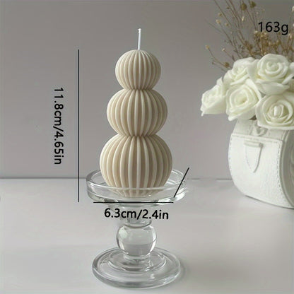 Scented Candle in a Romantic Wave Sphere - Featuring Sandalwood Fragrance, Stylish Geometric Design for Home Decoration, Ideal for Valentine'S Day And Other Special Events