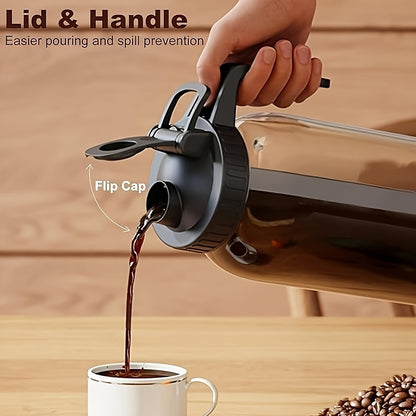 64oz Cold Brew Coffee Pot with Filter And Brush, Household Coffee Pot, Household Mason Pot, Kitchen Bar Restaurant Special Cold Pot, Professional Filtering Coffee Pot, Large Capacity Glass Kettle, Including Stainless Steel Filter Coffee Pot