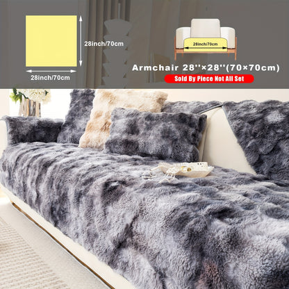 Faux Sofa Cover, Modern Gradual Change Lamb, Thick Fluff, Pet Friendly, Polyester Fiber, Machine Washable, No Printing, Dye Printing, 450-500g Fabric, Suitable for Single, Double, Triple and Combination Sofas