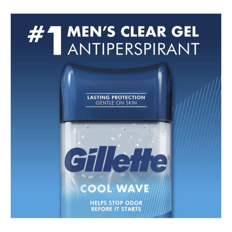 Gillette Antiperspirant and Deodorant for Men, 72hr Sweat & Odor Protection Clear Gel, Cool Wave Scent, 3.8 oz (Pack of 4)
