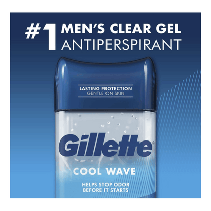 Gillette Antiperspirant and Deodorant for Men, 72hr Sweat & Odor Protection Clear Gel, Cool Wave Scent, 3.8 oz (Pack of 4)