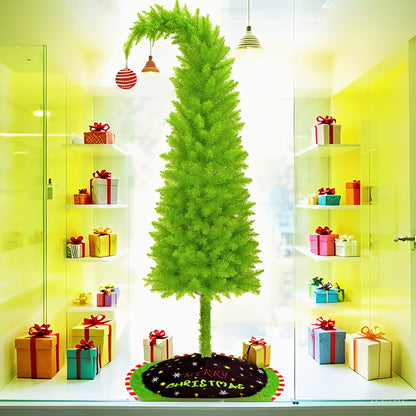 6-Foot Christmas Tree, Shop Window Decoration, Bendable, with Tree Skirt, String Lights, Christmas Ball, Artificial Christmas Tree Stand, Unique Christmas Tree Decorations, Party Christmas Decorations