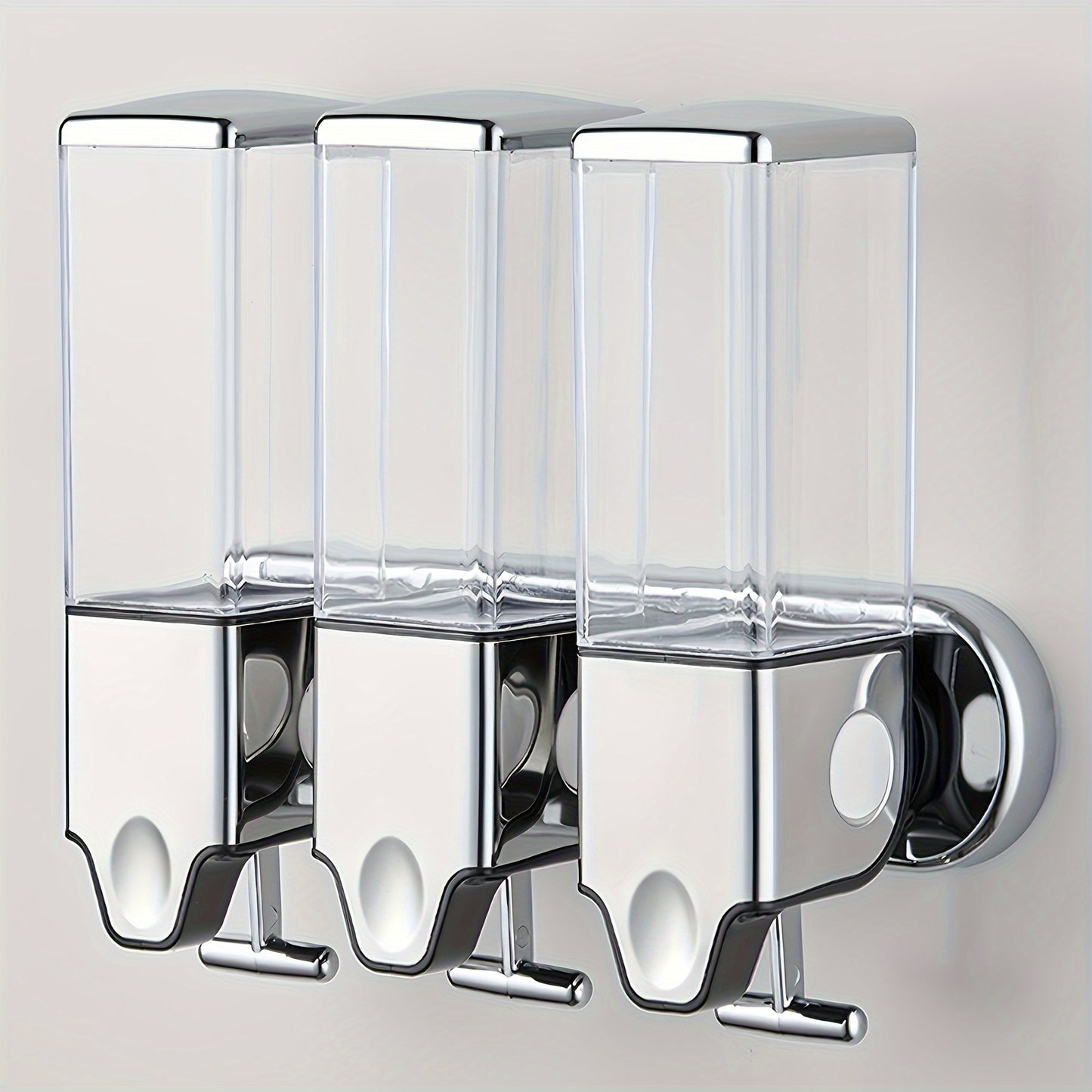 Shampoo, Shower Gel and Conditioner Dispenser Drill Free with Adhesive.No-Drill 3pcs 16.91oz Wall Mounted soap Dispenser for Bathroom and Kitchen.