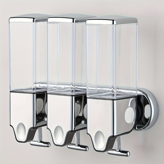 Wall Mounted Soap Dispenser Set 3-Pack No Drill 16.91oz Shampoo Shower Gel Conditioner Dispenser for Bathroom Kitchen