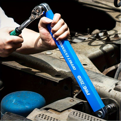 2-in-1 Multi-function Ratchet Offset Extension Wrench with 1/ 2", 1/ 4" And 3/ 8" Square Head Adapters for Use In Narrow Spaces. 180-degree Rotation, High Torque, Non-slip Handle, Durable Metal Material, Suitable for Small Universal Extension Wrenche
