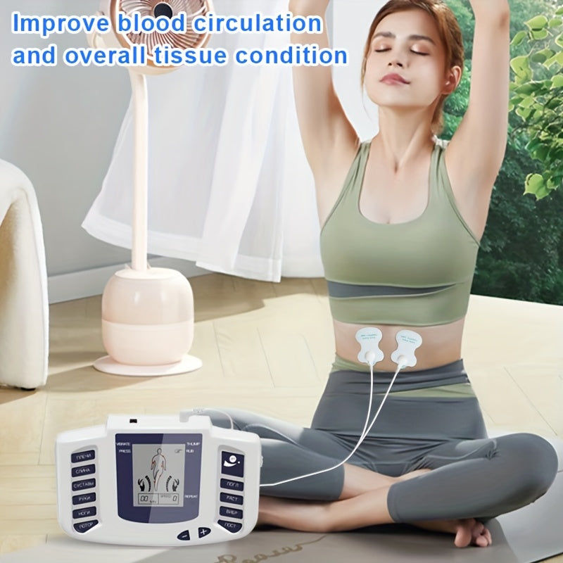 TENS EMS Dual Channel Stimulator | (4 Electrodes) for Relieving Back, Shoulder, And Knee Joints | Relaxation And Exercise, with 10 Modes And 8 Intensity Levels, The Best Gift for Family And Friends.