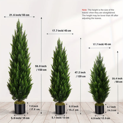 Artificial Cedar Topiary Tree UV Resistant – Potted Fake Cypress Tree for Front Porch, Entryway & Living Room – Evergreen Faux Cedar Plant for Indoor Outdoor Home Decor, Yard & Garden – 2FT 3FT 1 or 2 Pack