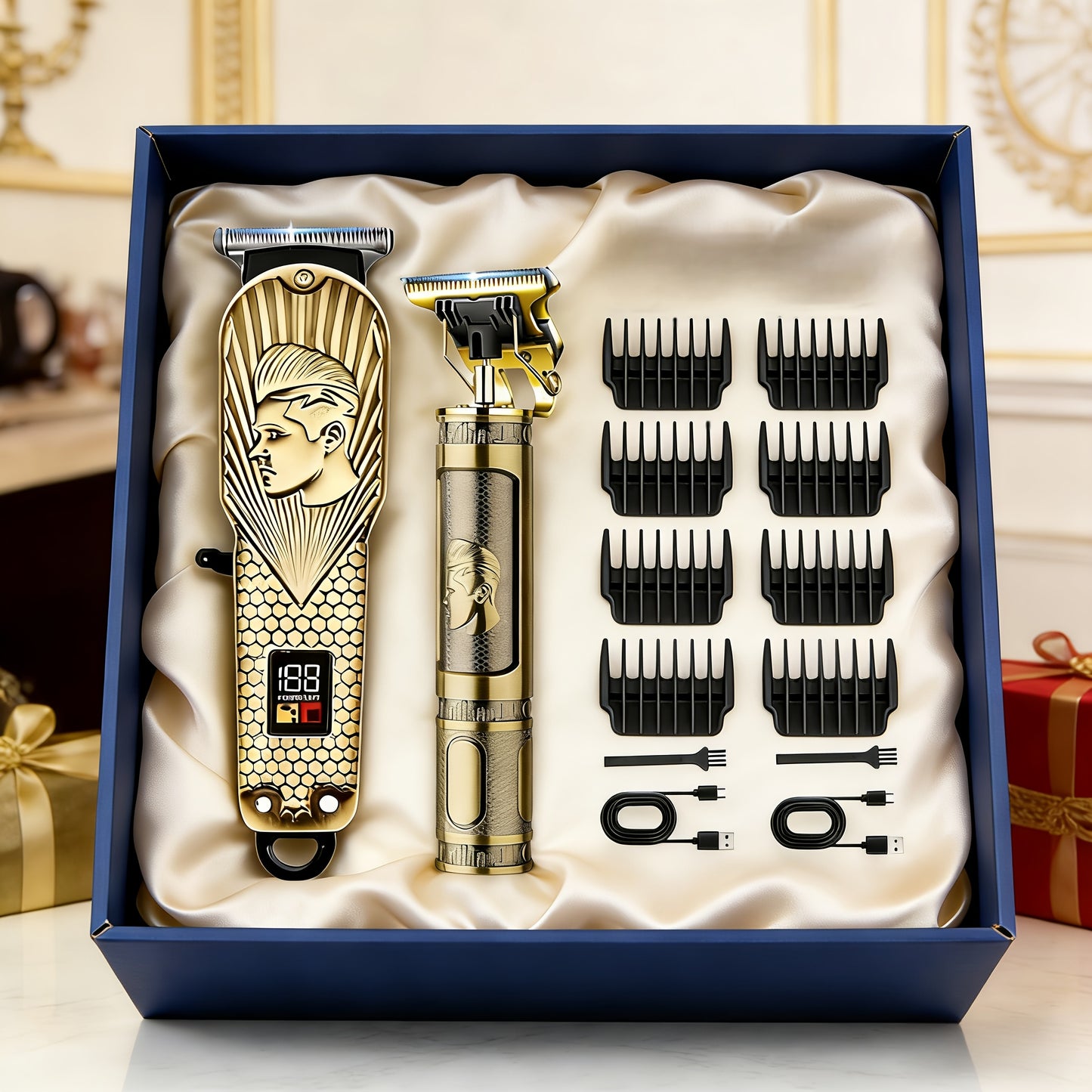 Men's Hair Clipper, Professional Electric Hair Trimmer, Beard Trimmer and Rechargeable Shaver Set, LED Display, Men's Grooming Tool Kit, Suitable for Daily Grooming and As A Gift for Men.