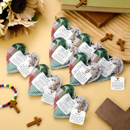 24pcs Mini Prayer Quilts with Cross Heart Pocket & Scripture Cloth Panels - Christian Sympathy Gifts for Women, Mothers Day, Baptism, Hospital Visits - Religious Faith-Based Keepsake Pack with Inspirational Bible Verses, Vibrant Fabric Design