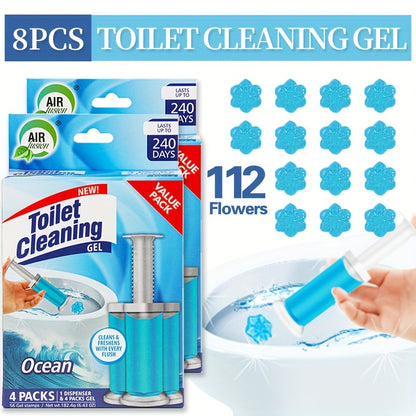 Toilet Gel Stamp Cleaner Air Freshener Flower Scented Bathroom Cleaning Gel Prevents Scale Toilet Ring 6 Fragrance Options Ocean Lavender Floral Peach Lemon Pine 4 Pcs or 8 Pcs with Dispenser