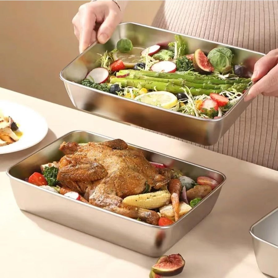 6pcs,with lid,stainless steel fresh-keeping lunch box, suitable for baking trays, preparation trays, cake trays, food sealed containers, keep food fresh, lid sealed. It can be placed in the refrigerator, dishwasher and microwave oven