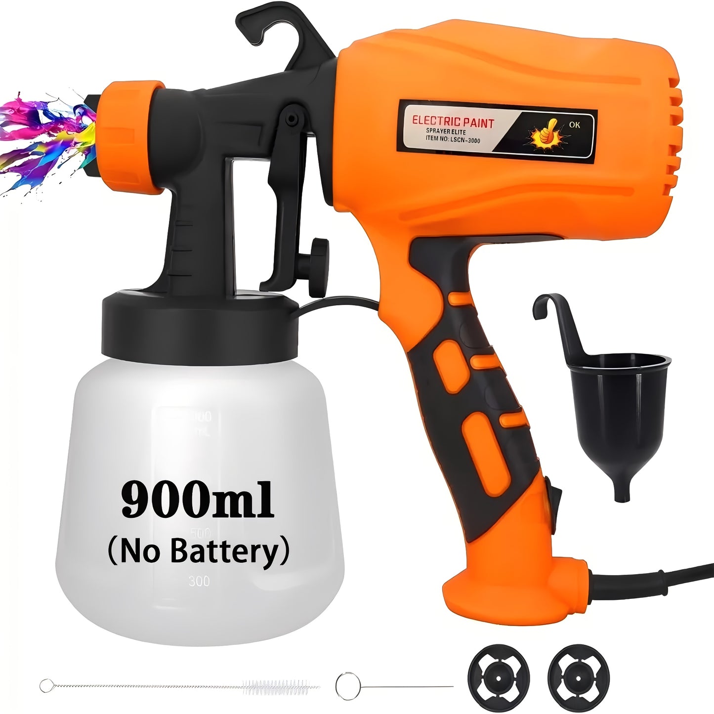 High Pressure Paint Sprayer Electric Airless HVLP Spray Gun, 3 Spray Patterns, Electric Paint Sprayer 27.05oz Container, Easy to Clean for House Painting, Furniture, Cabinets, Fence, Walls, Doors Home Car Repair DIY