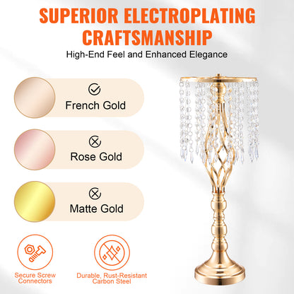 VEVOR 2PCS/ 10PCS/ 12PCS/ 20PCS 43cm/ 49cm/ 55cm/16.9”/ 19.3”/ 21.65” Tall Crystal Wedding Flower Stand Vase for Party Decor