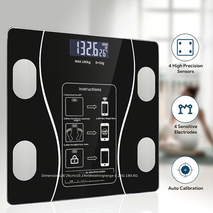 Intelligent Bathroom Scale, Digital Body Scale, with Backlit LED Display Screen And Sturdy Tempered Glass, Compact Size, Weighing Up to 400 Pounds/180 Kilograms