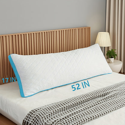 Cooling Memory Foam Body Pillow for Adults | Length Pillow for Side Sleepers, Firm Support with Breathable Polyester Cover, Light Pink, Machine Washable - SWTMERRY