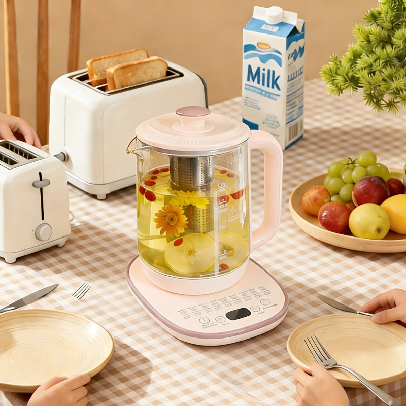 Electric Kettle, 1.8L/60.87Oz, Essential for Camping; Tea Set, with 18 Smart, Thickened Glass Kettle, Removable Filter, Multi-Functional Medical Health Pot, Power Operation, US Plug