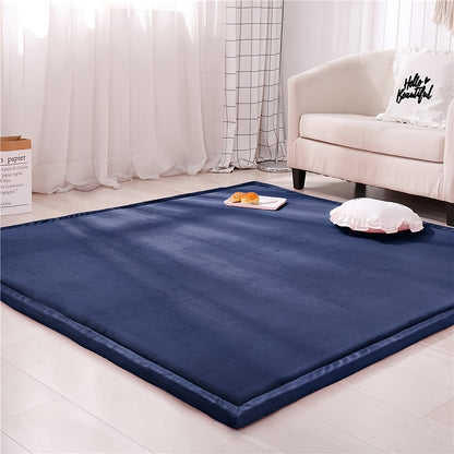1pc Japanese Tatami Rug, Coral Velvet Area Rug, Baby Mat for Floor Play, 1.18inch Thick Crawling Rugs, Padded Foam Rug for Kids Playroom, Playpen, Nursery, Living Room, Yoga Mat