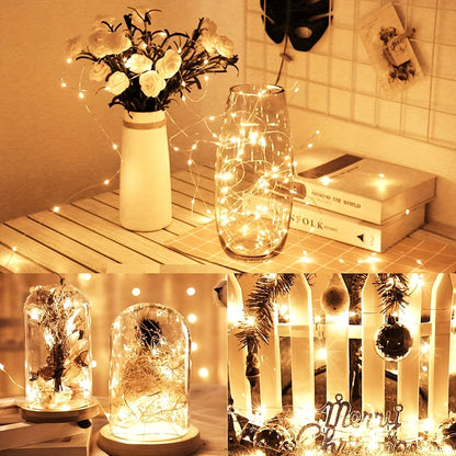 30/100pcs Fairy Lights Battery Operated (Included), 6.5ft 20 LED Mini String Lights, Silver Wire Firefly Starry Lights for DIY Wedding Christmas Party Mason Jars Decor, Warm Whit