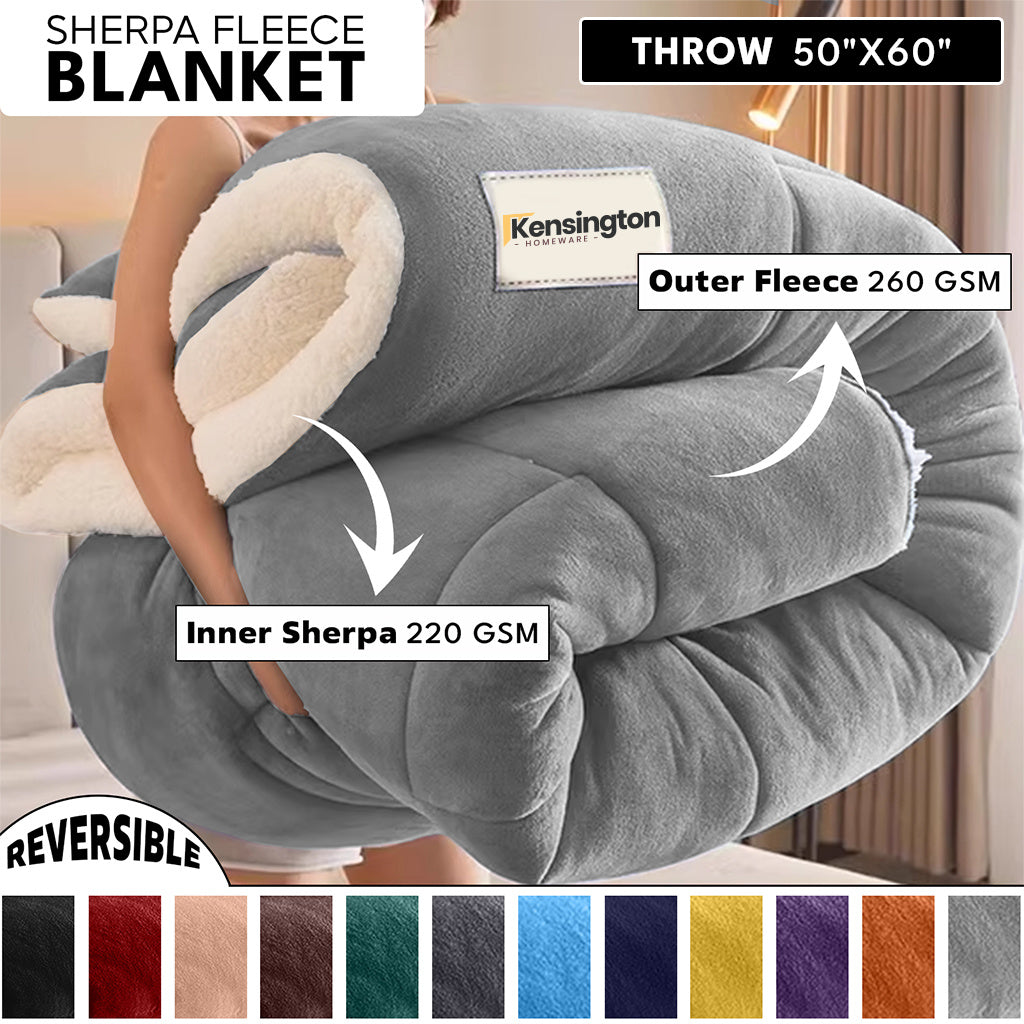 480GSM Heavy Sherpa Fleece Blanket – Double-Sided Warm Throw for Couch, Bed, Office and Travel, Reversible All Season Comfort, Room & Sofa Decoration, Holiday Gift, Sofa Blankets