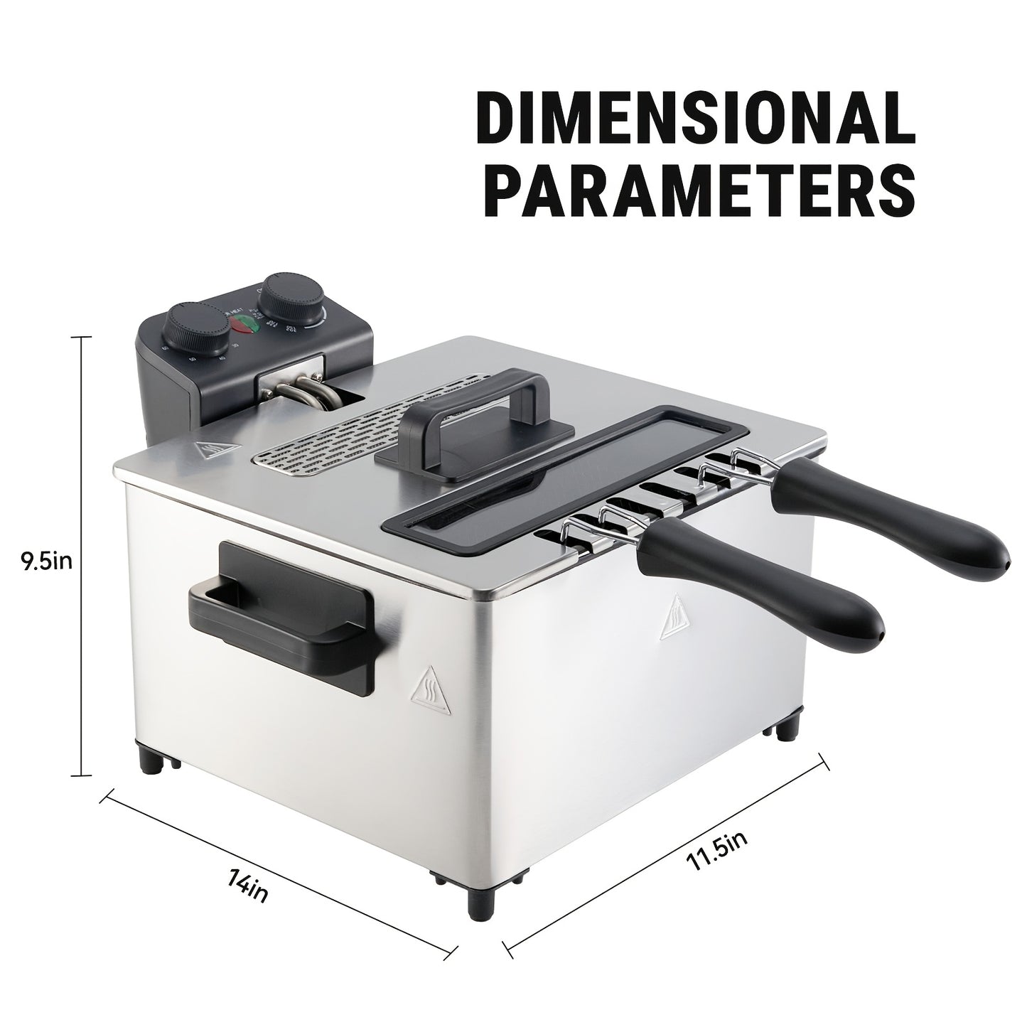 101.44oz/1.32gal Electric Deep Fryer, 1700W Large Fryer with Time & Temperature Control for Home Use, Kitchen Essential, Local Warehouse, Frying Baskets, Lid with View Window, Stainless Steel, Gift for Cristmas & Halloween. Suitable for Cooking