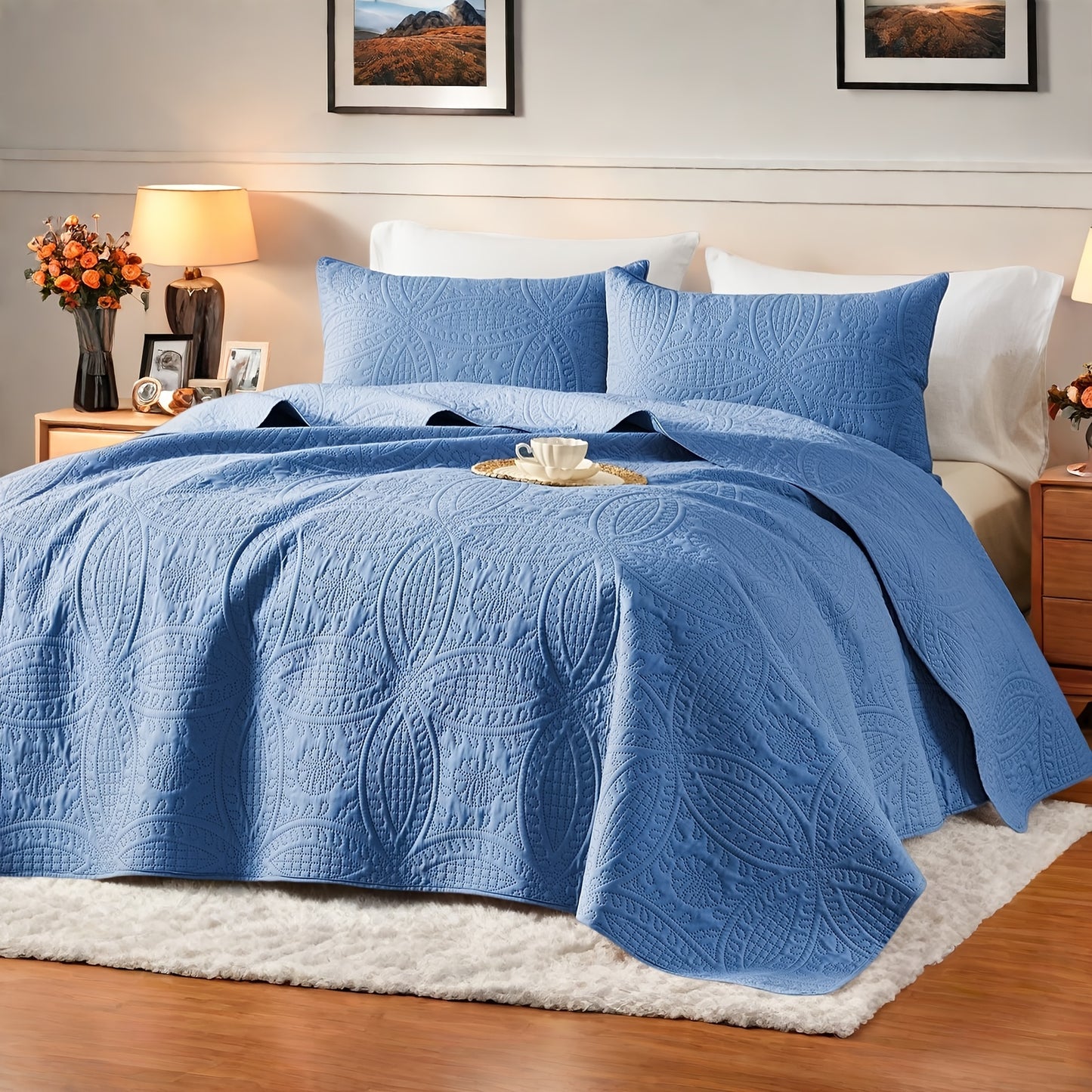 2/3pcs Quilt Set Bedspreads Queen Size - Soft Cool & Refreshing Summer Quilt Lightweight Microfiber Bedspread - Modern Style Coin Pattern Coverlet for All Seasons - Family Gift Set (1 Quilt, 1 Or 2 Pillow Cases)
