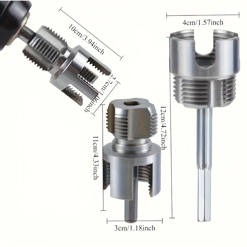 3pcs Heavy Duty Alloy Pipe Threading Tool Set - 1/2", 3/4", 1" Internal/External Threads, Drill-Compatible Pvc/Plastic Pipe Threading Tools, Suitable for And Professional Pipe Installation (Compatible with PVC, PPR, MPP Pipes)