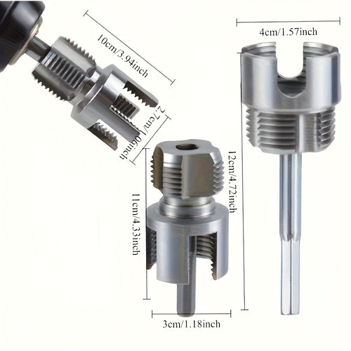 3pcs Heavy Duty Alloy Pipe Threading Tool Set - 1/2", 3/4", 1" Internal/External Threads, Drill-Compatible Pvc/Plastic Pipe Threading Tools, Suitable for And Professional Pipe Installation (Compatible with PVC, PPR, MPP Pipes)