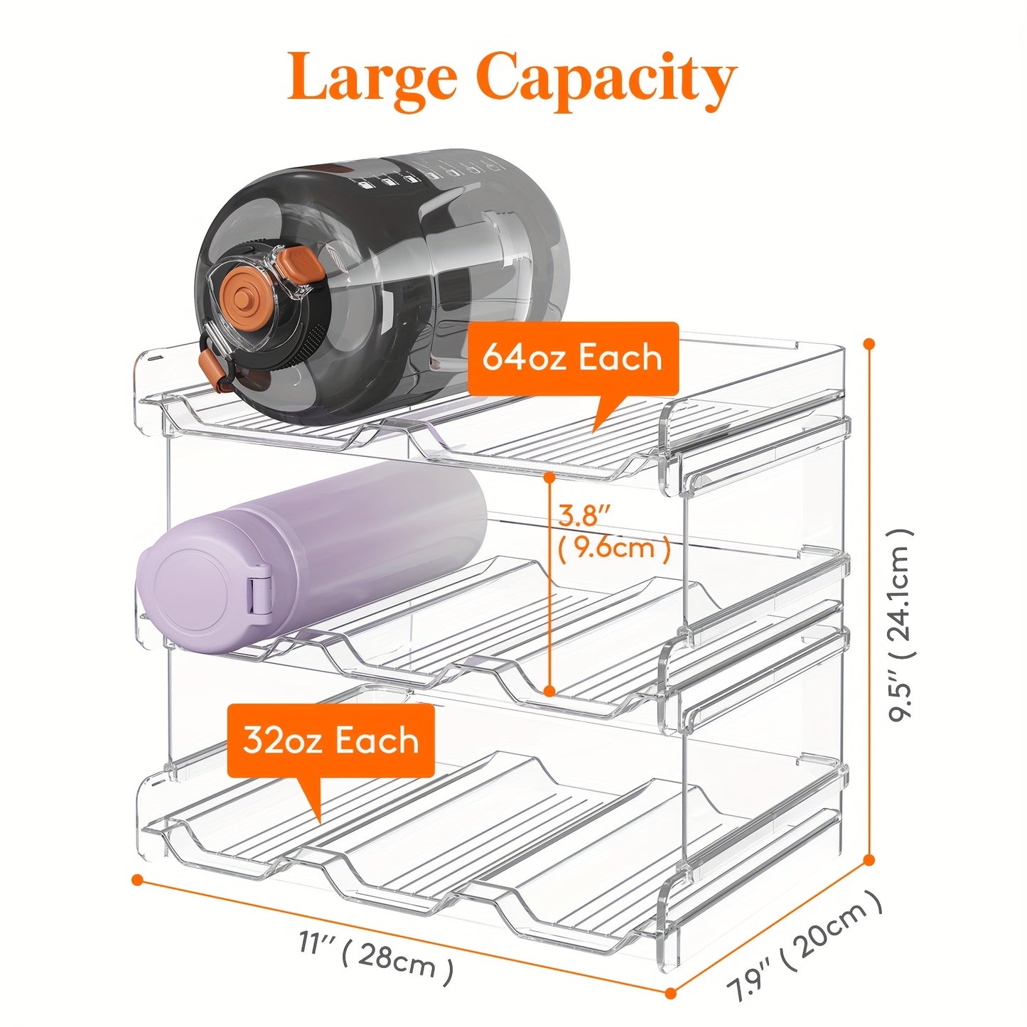 Stackable Water Bottle Organizer, for Cabinet, Kitchen Pantry Organization And Storage, Tumbler Travel Mug Cup Holder, Plastic Fridge Wine Racks, Hold 5/6/11 Bottles for Business for Business