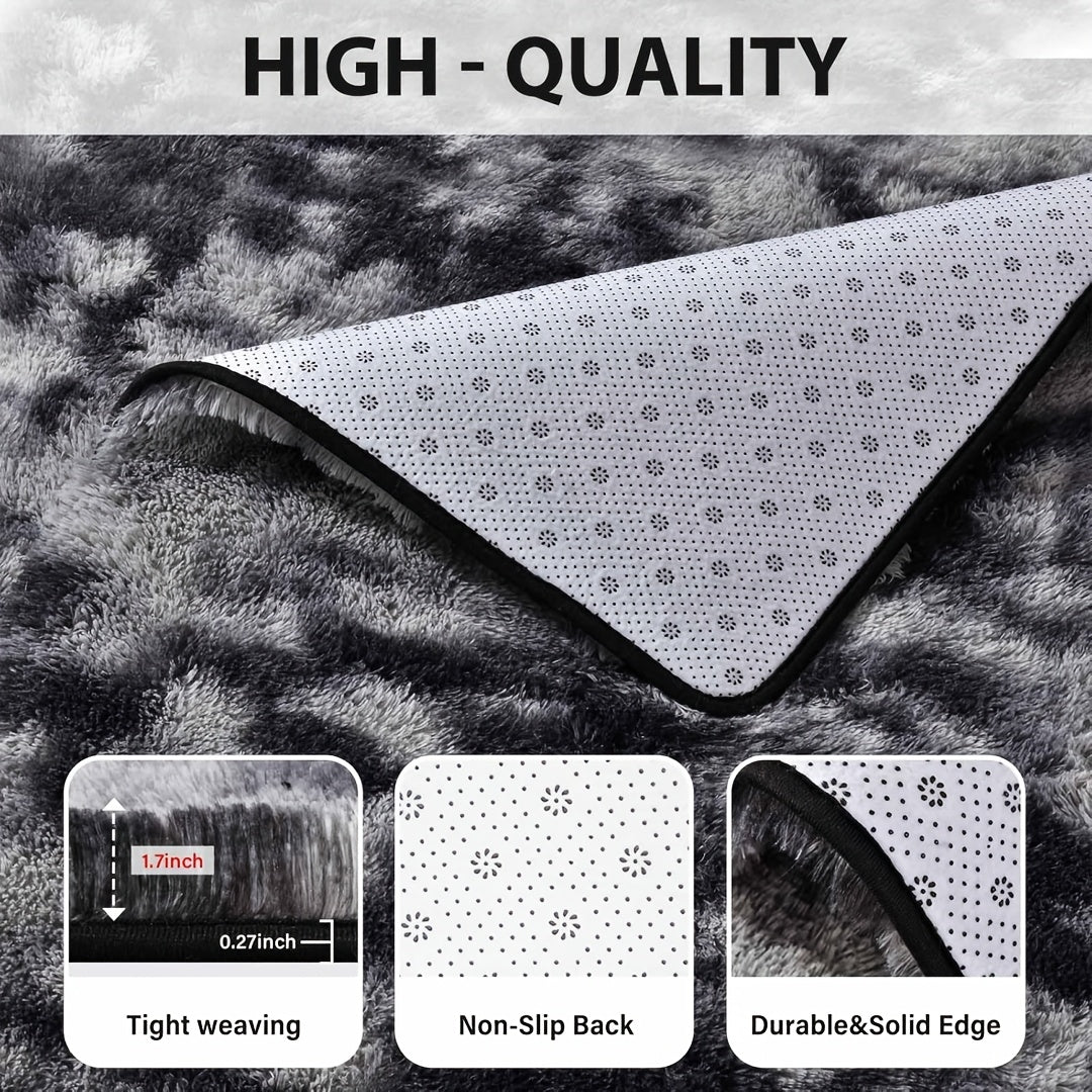 Fluffy Area Rug Tie-Dye Soft Carpet for Living Room Bedroom Office Thickened 1000g/㎡ Machine-Woven Indoor Mat Multi-Color Multi-Size Dark Gray Light Grey Khaki Pink Black White Purple