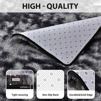 Fluffy Area Rug Tie-Dye Soft Carpet for Living Room Bedroom Office Thickened 1000g/㎡ Machine-Woven Indoor Mat Multi-Color Multi-Size Dark Gray Light Grey Khaki Pink Black White Purple