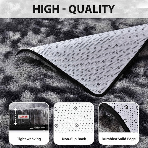 Fluffy Area Rug Tie-Dye Soft Carpet for Living Room Bedroom Office Thickened 1000g/㎡ Machine-Woven Indoor Mat Multi-Color Multi-Size Dark Gray Light Grey Khaki Pink Black White Purple