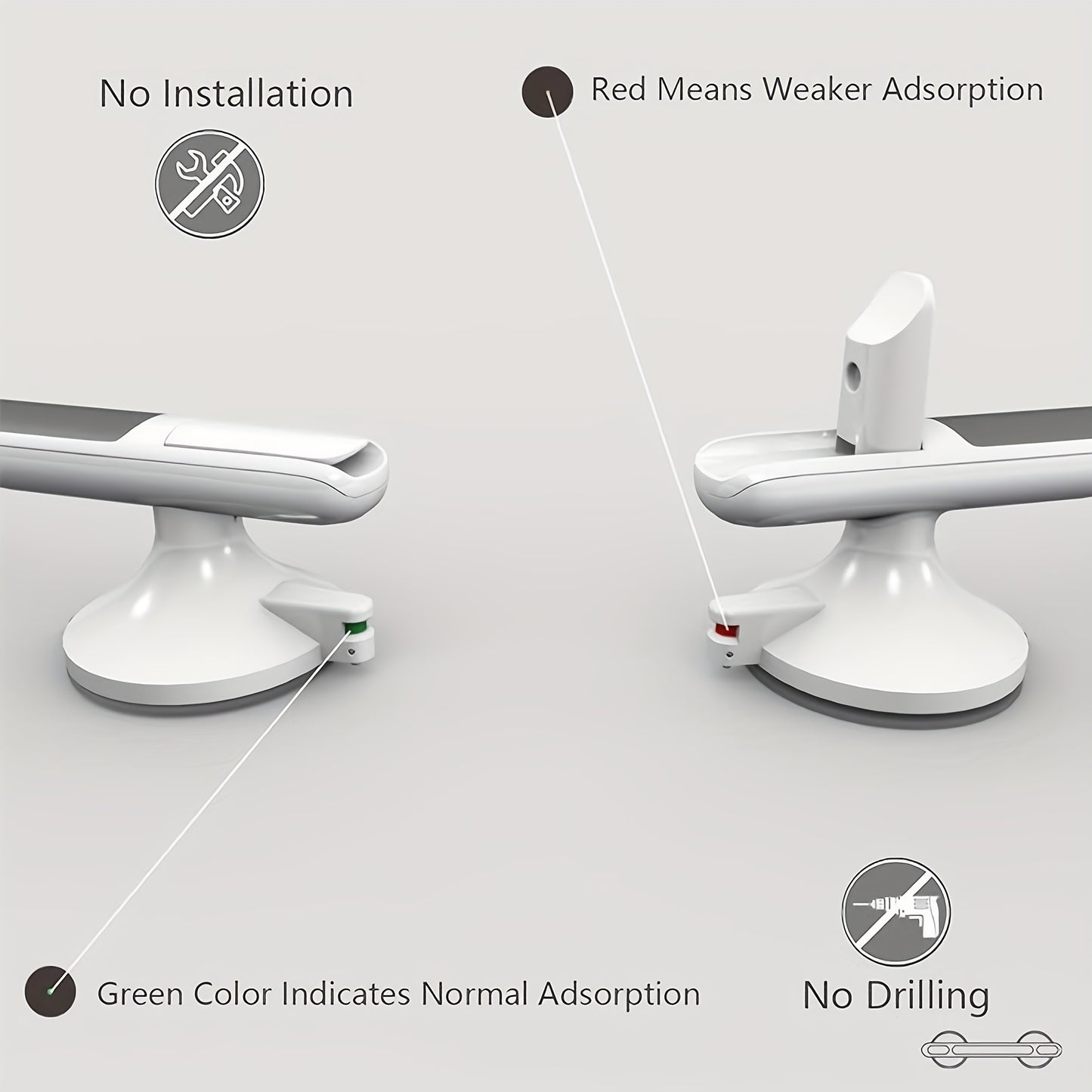 1pc Safety Handrails for Seniors - Easy Installation Without Drilling, Featuring Non-Slip Surfaces for Bathrooms, Equipped with Strong Suction Cups, Made of Durable Plastic, Ideal for Use in Bathrooms, Kitchens
