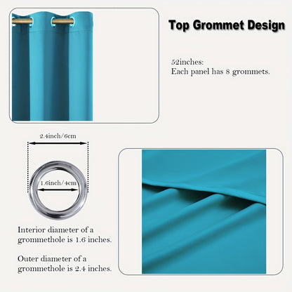 4 Panels Blackout Curtains Grommet Room Darkening Sun Blocked Curtains for Living Room, Bedroom, Set of 4 Panels