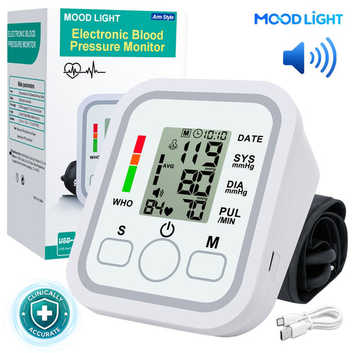 Upper Arm Blood Pressure Monitor | Large LCD Display, One-Touch Operation, Voice Broadcast, Heart Rate Detection, Hypertension & Irregular Heartbeat Alerts, 2x99 Memory, 8.7-14.2 Inch Adjustable Cuff | Home Use for Seniors & Pregnant Women
