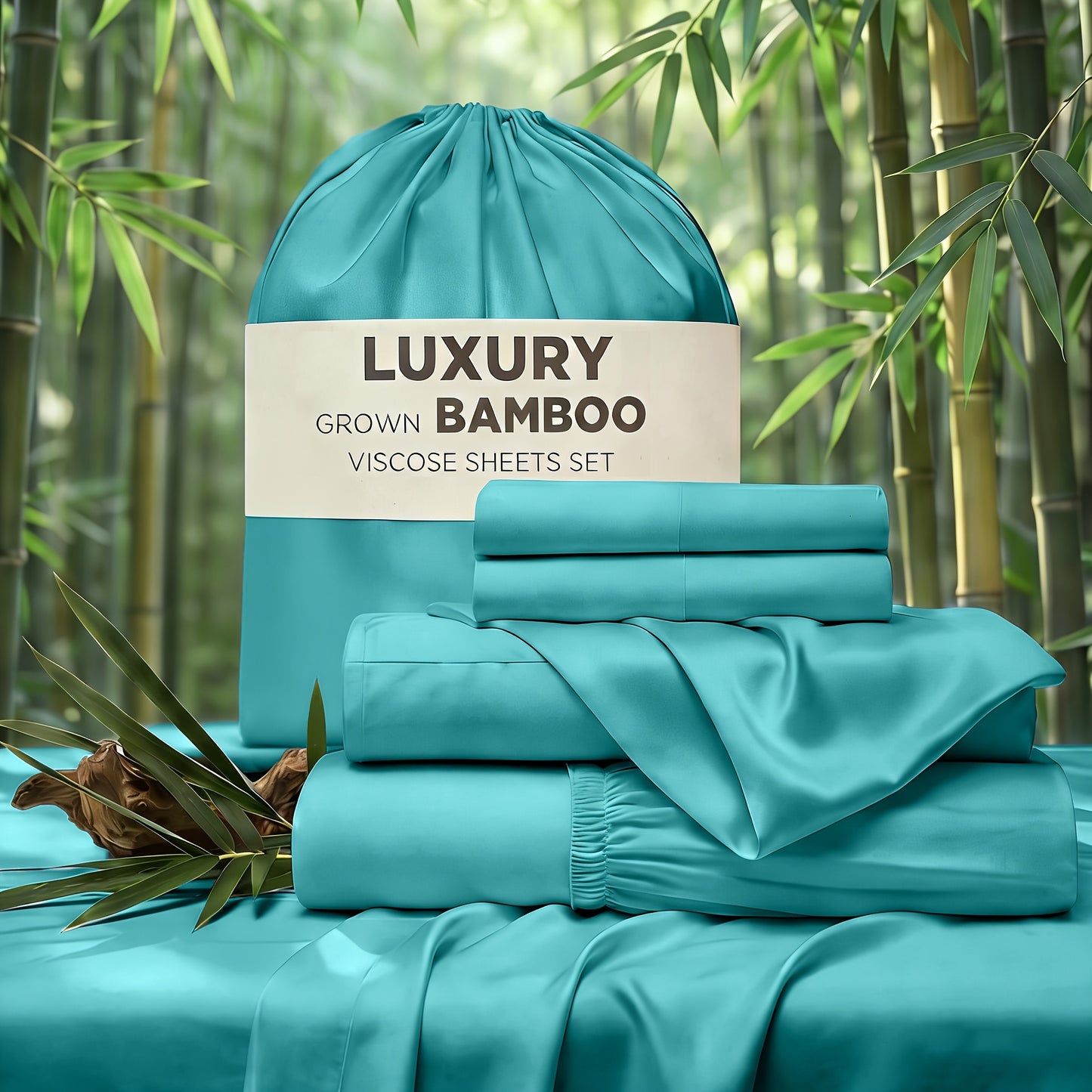 Cooling Sheet & Pillowcase Sets - 4pcs Iconic Collection Bedding -Rayon Derived From Bamboo, Deep Pocket Up to 14" Hotel Luxury, Extra Soft, Cooling Bed Sheets - Wrinkle, Fade, Stain Resistant Suitable for Room Decor Children's Rooms
