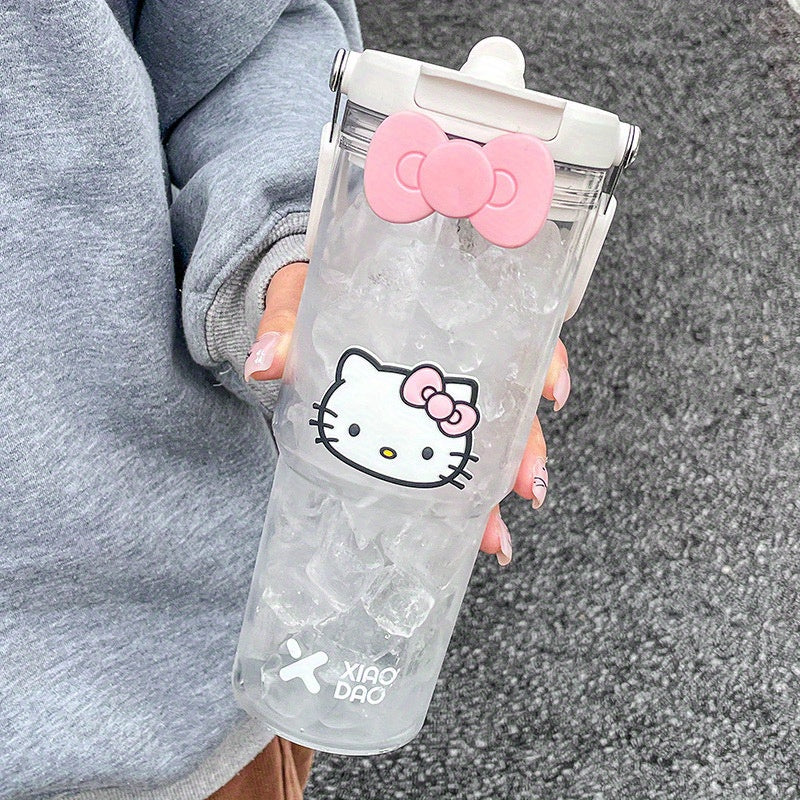 Hello Kitty Portable Outdoor Sports Water Cup Women's Summer Straw Cup Large Capacity Cartoon Direct Drinking Cup Plastic Cup