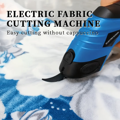 Electric Fabric Cutting Scissors, USB Rechargeable Wireless Precision Cutting Tool, 1500mAh Cordless Electric Scissors, Suitable for Clothing, Carpet, Leather, Cardboard, Crafts, Ergonomic Design, Black and Blue, Adjustable Blade, One-Touch Start